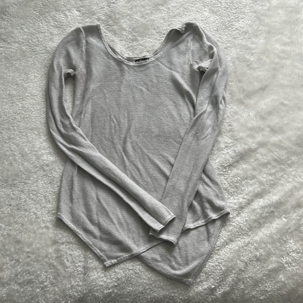 Express Long Sleeve Grey Sparkle Top